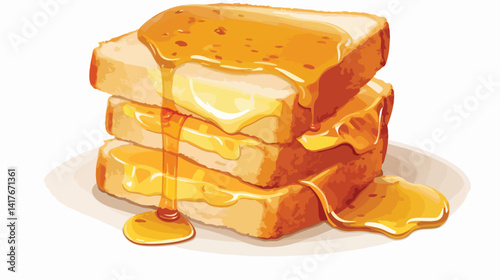Delicious Sweet Sandwiches with Honey on White Background