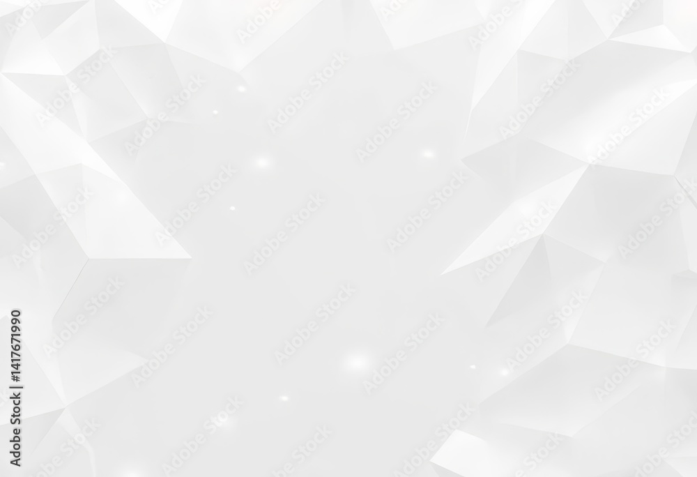 Obraz premium Elegant pearl white geometric wallpaper with light crystal shapes, offering ample empty space, pattern, graphic