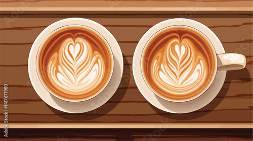 Tray with Tasty Aromatic Coffee Cups on Wooden Table