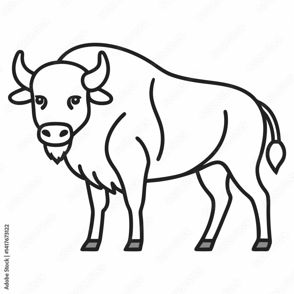 Simple a Bison line art vector white background Simple a Bison line art vector white background