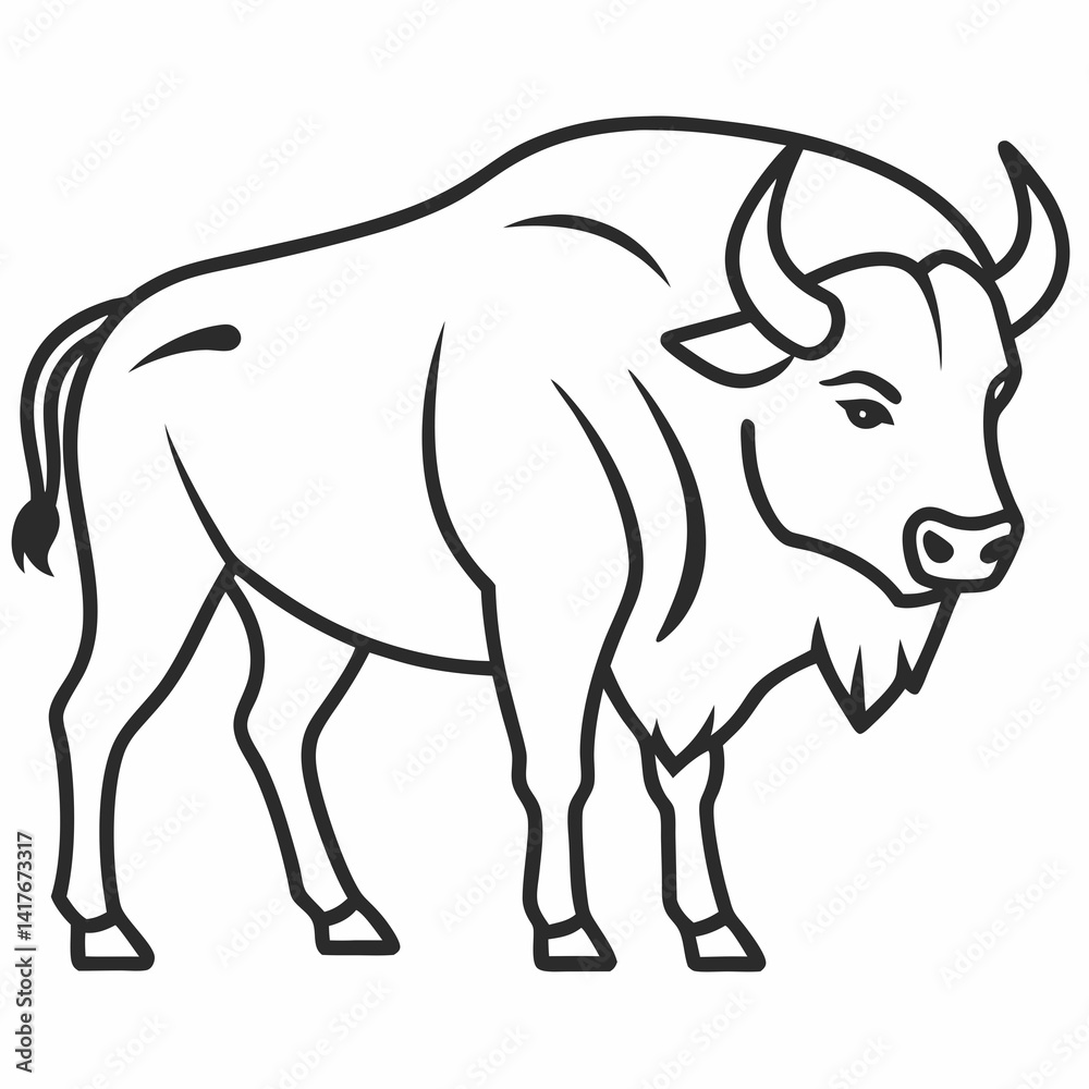 Simple a Bison line art vector white background Simple a Bison line art vector white background