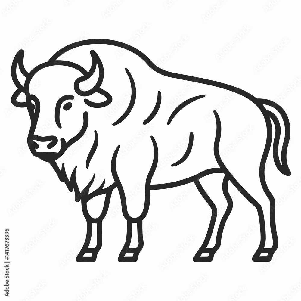 Simple a Bison line art vector white background Simple a Bison line art vector white background