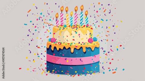 Elegant Birthday Design on Gray Background Vector Illustration