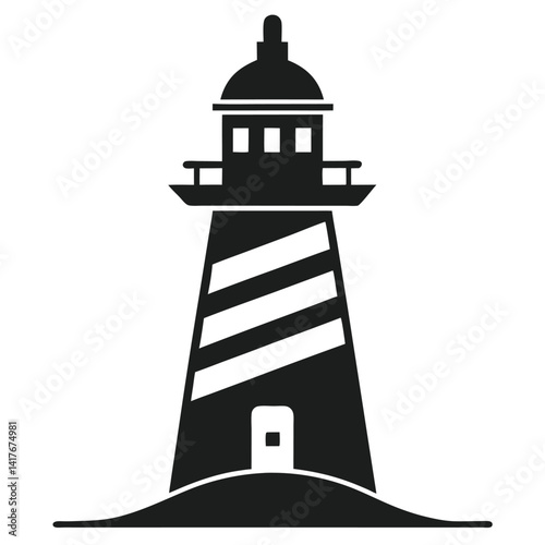beacon lighthouse black vector icon
