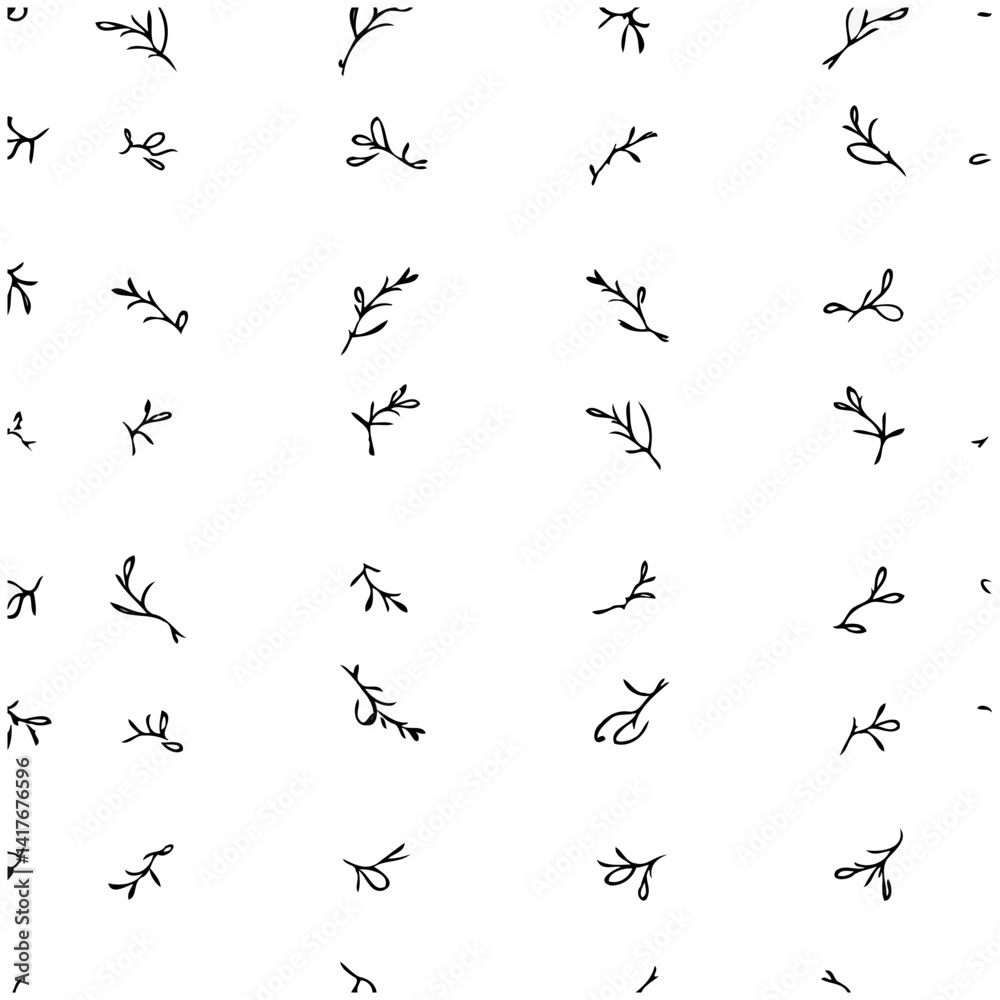 Fototapeta premium Delicate Sprigs Pattern on Clean White Backdrop