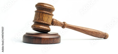 Wooden gavel on stand