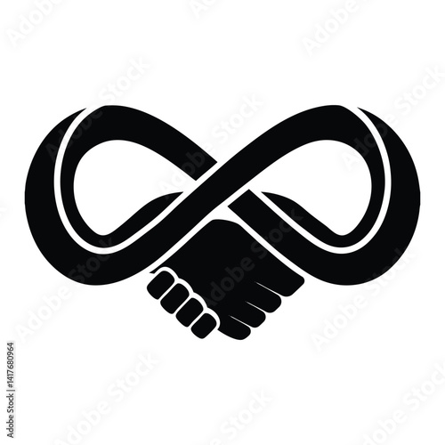 Abstract handshake forming infinity on white background