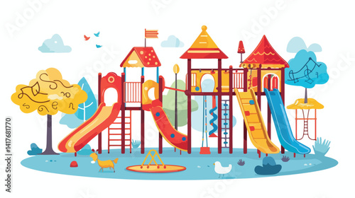 Modern Playground Design on White Background Vector Illustration