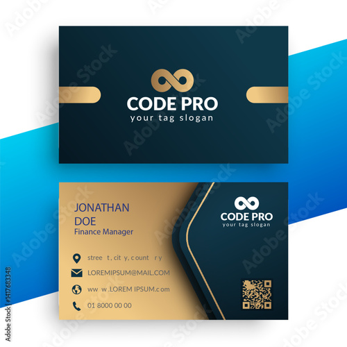 company business card in blue color