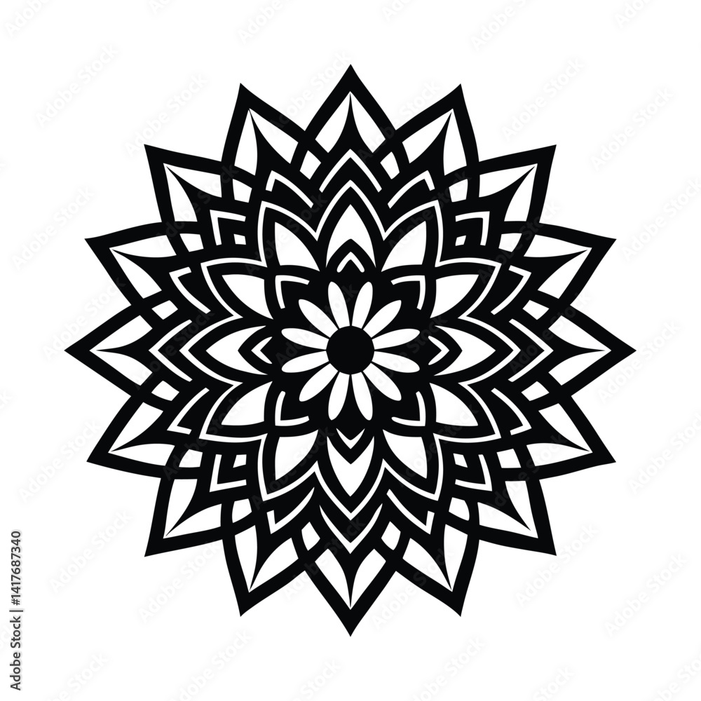 Obraz premium deco mandala as tattoo vector art silhouette