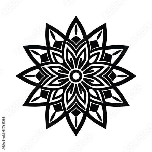 deco mandala as tattoo vector art silhouette
