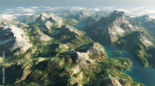 Little cottonwood canyon outside salt lake forest along the side, mountain view from above decorated with grass photo
