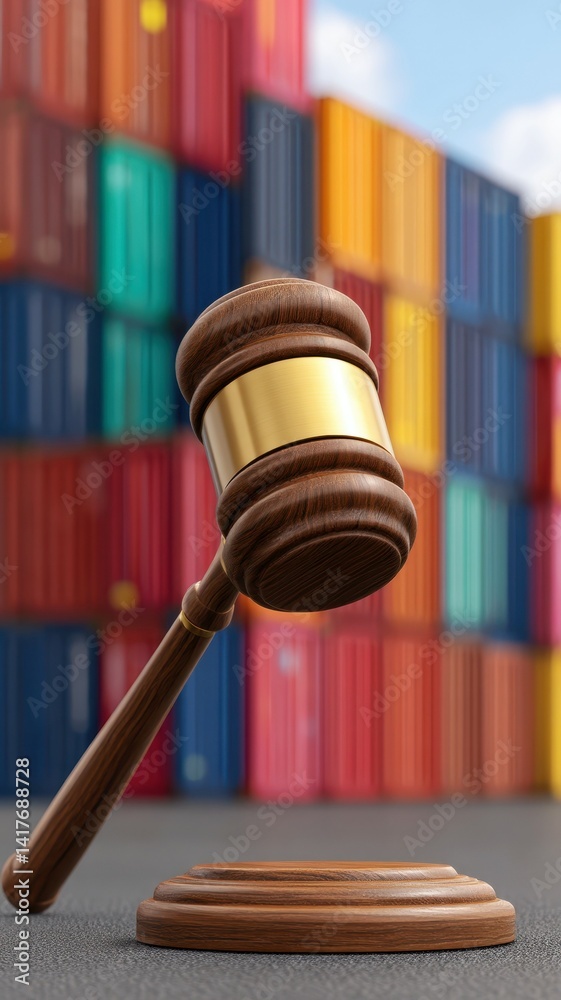 custom made wallpaper toronto digitalGlobal tariffs trade conflict. Gavel Hitting Globe Over Background of Colorful Shipping Containers