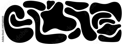 Modern 2000s organic fluid splashes. Vector design of liquid drops. Abstract organic shapes. Wavy bubbles
