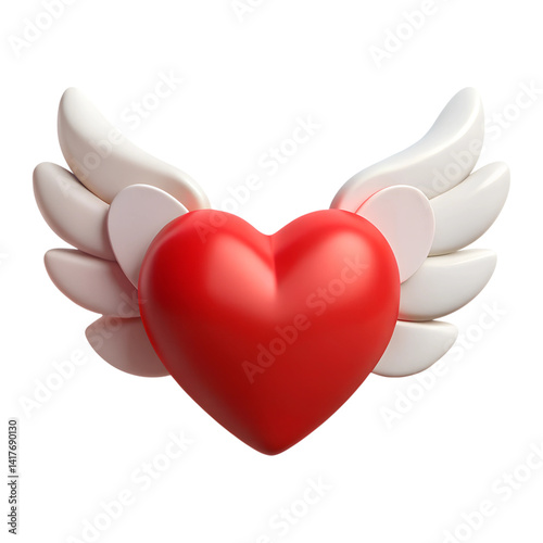 Red heart with white wings icon