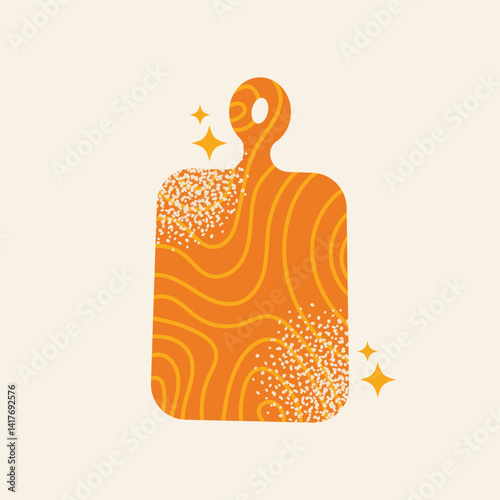 Various kitchen utensils cutting boards, gloves, grater, blender, knife, ladle, whisk, rolling pin, frying pan, salt shaker, cup, and measuring cup. Flat vector illustration. Cooking tools and kitchen