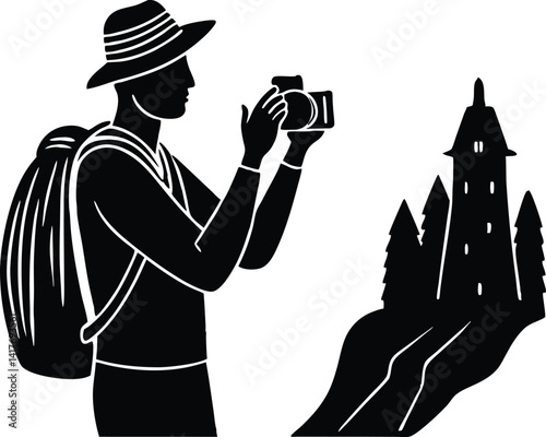 Silhouette of Tourist taking photo