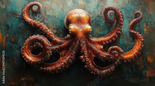 Wallpaper Mural Detailed octopus illustration on textured background Torontodigital.ca