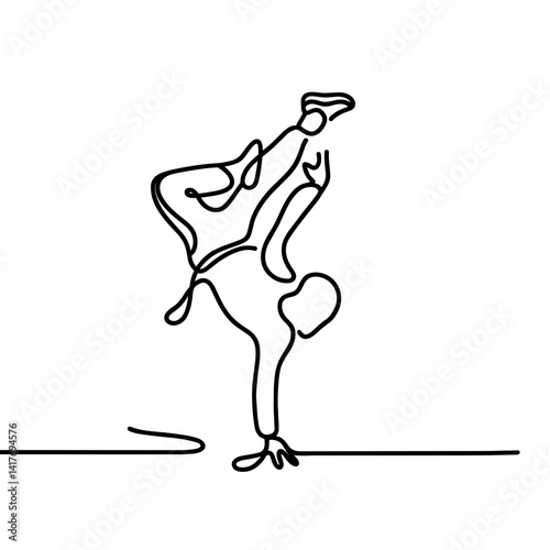 Minimalist line art of a dancer performing a handstand  