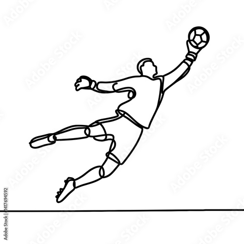 Goalkeeper making a save in a dynamic pose on a white background  
