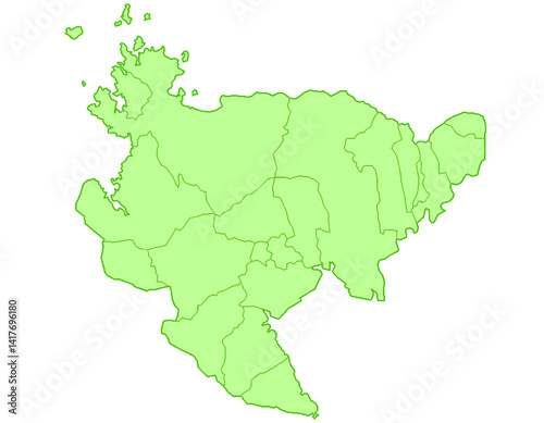 佐賀県　地図　黄緑　イラスト