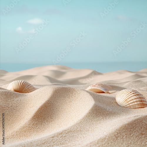 Sand on the beach. Seascape of beautiful tropical beach with calm sky. sea view and sand beach, summer background.