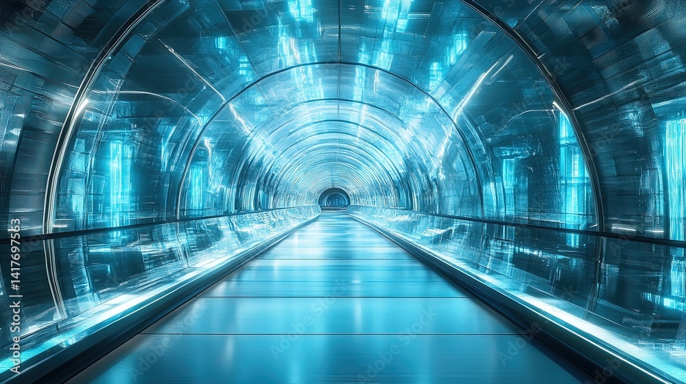 Obraz premium Futuristic Tunnel with Glowing Lights