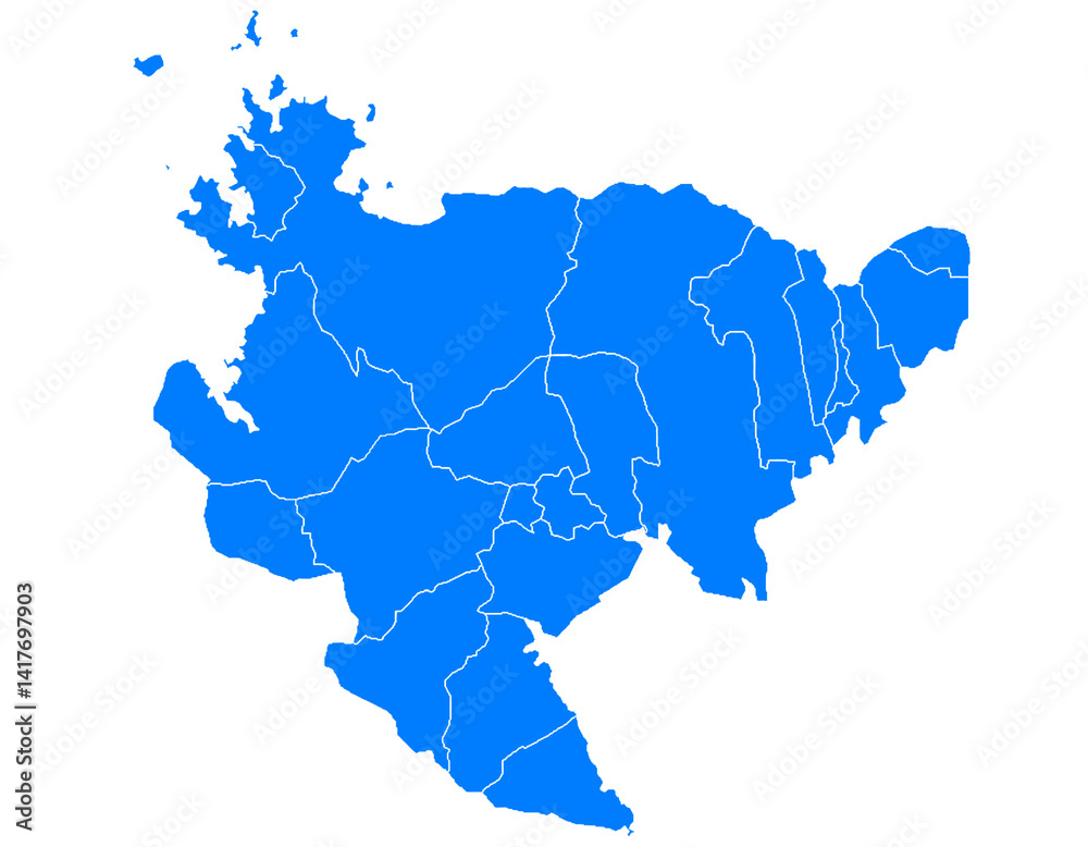 Fototapeta premium 佐賀県 地図 ブルー イラスト