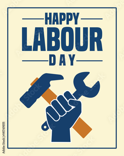 Happy labour day poster illustration