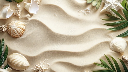 Sand on the beach. Seascape of beautiful tropical beach with calm sky. sea view and sand beach, summer background.