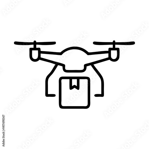 Drone Carrying Parcel in Flight Icon Design