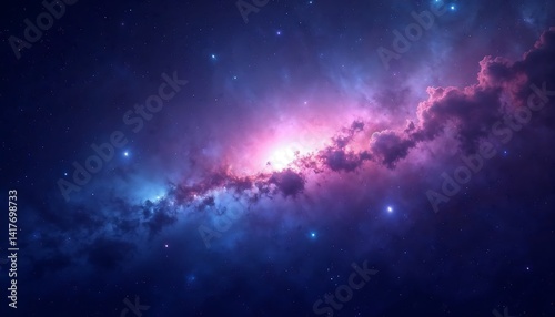 Cosmic Nebula Cloudscape with Stars and Light Glow Galaxy View