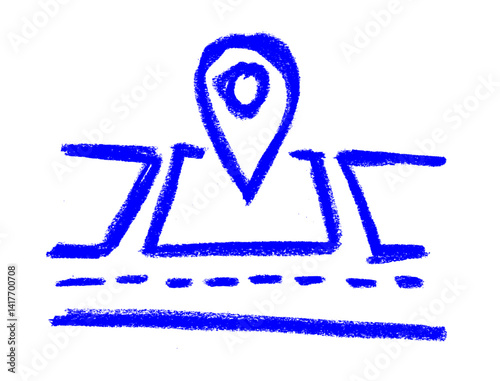 Land For Sale Location Icon Crayon Chalk Drawing Vector