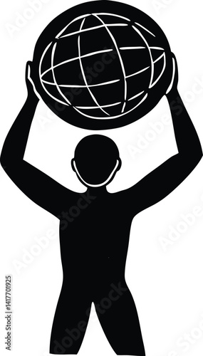 Silhouette of Person holding globe on shoulders