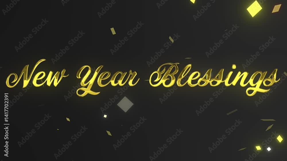 New Year Blessings Gold Glitter Text Animation | Countdown Title Effect