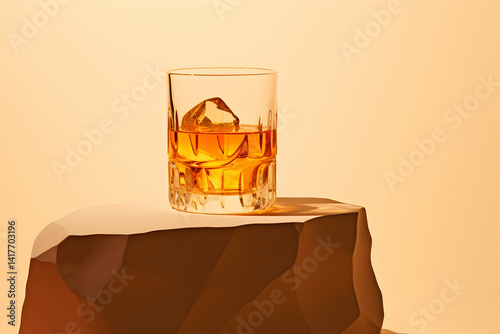 A glass of whiskey on the rocks
