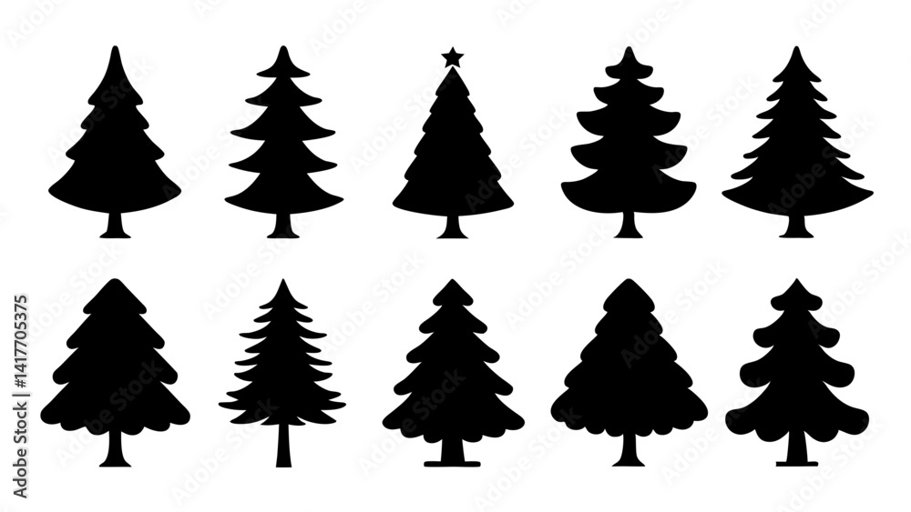 Obraz premium set of chritmas tree silhouette vector on white background