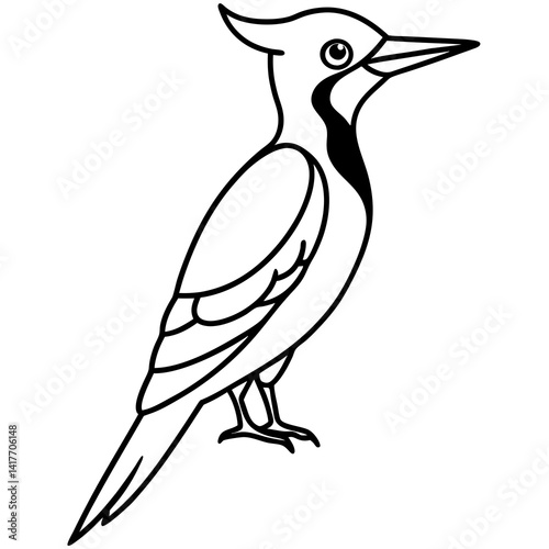 Elegant Woodpecker One-Line Vector photo