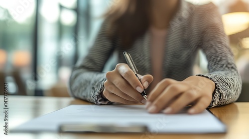Obraz na płótnie Businesswoman smiling after signing first contract w salonie