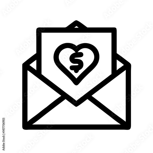 Envelope with Dollar and Heart Seal Icon Design