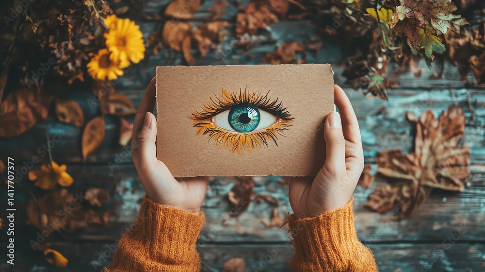 Hands holding vision and mission statement paper with company logo