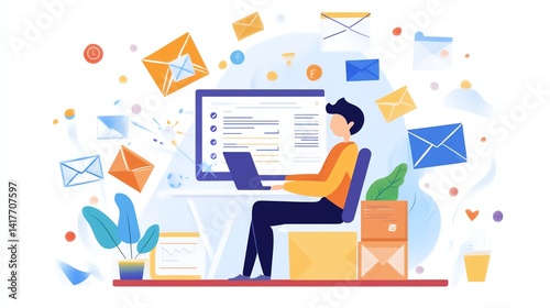 Marketer designing email marketing campaign layout