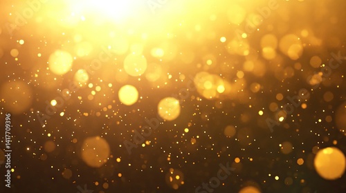 A golden bokeh effect with scattered light particles.