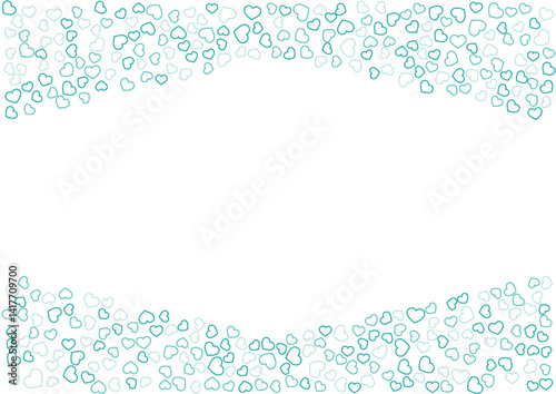 ハート柄の背景 緑系の3色 フチハート