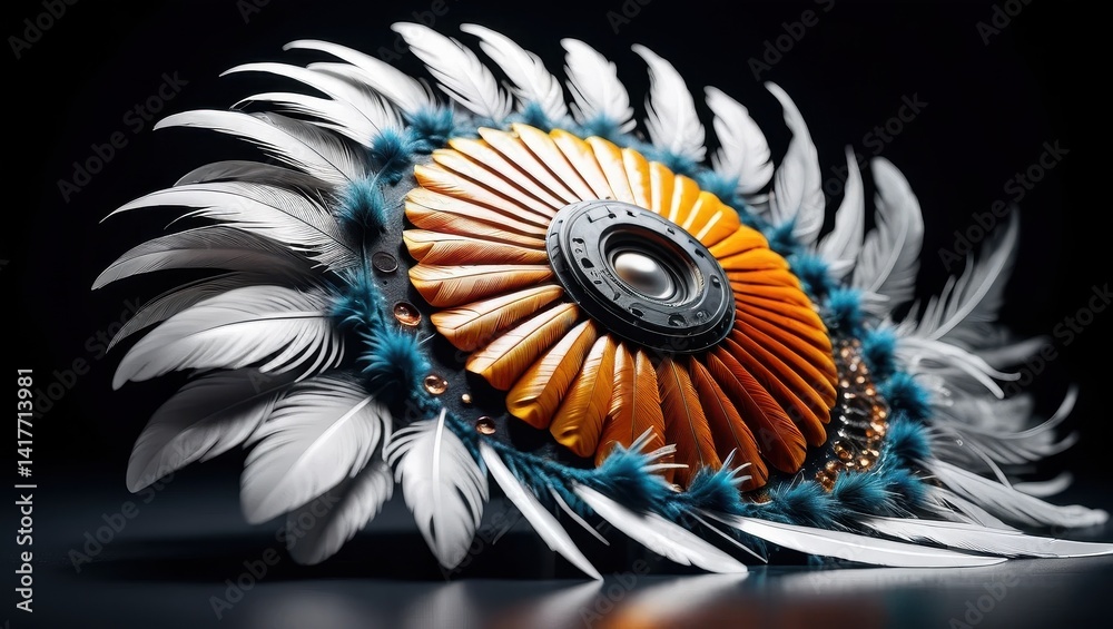 Ornate feathered shield