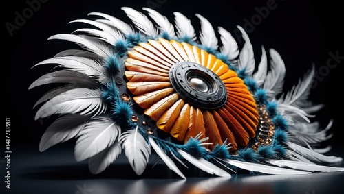 Obraz na płótnie Ornate feathered shield w salonie