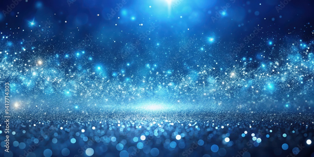 Obraz premium Sparkling blue mist with fine silver glitter particles suspended in air, creating a mesmerizing effect , radiant, blue