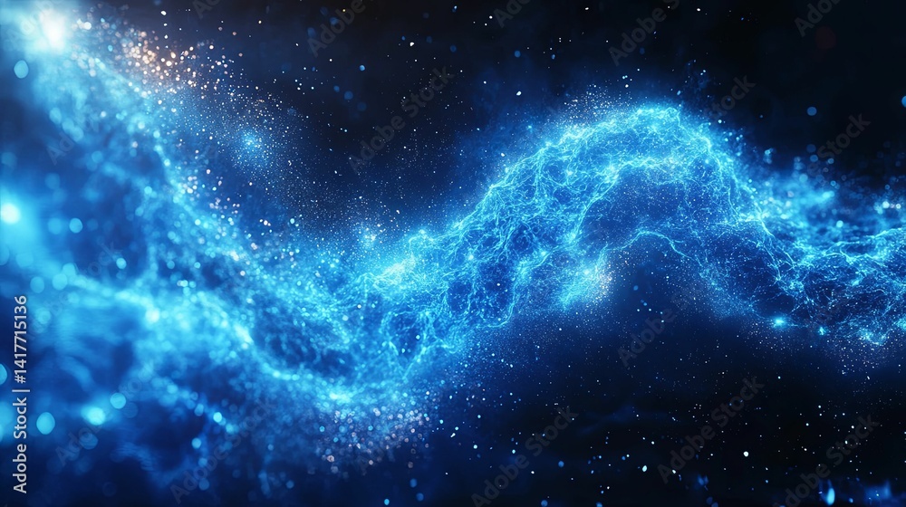 Cosmic blue nebulae swirl through the vastness of space.