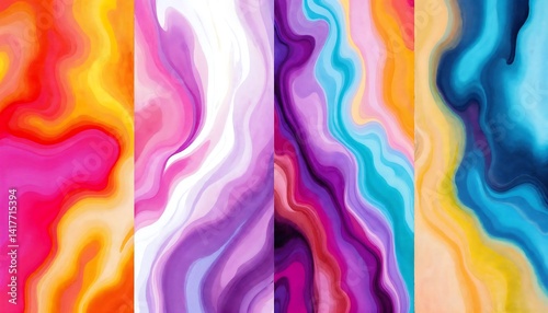 Colorful Abstract Marble Texture Background with Flowing Paint Swirls