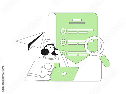 Fényképezés Flat vector illustration of business people operating work scene